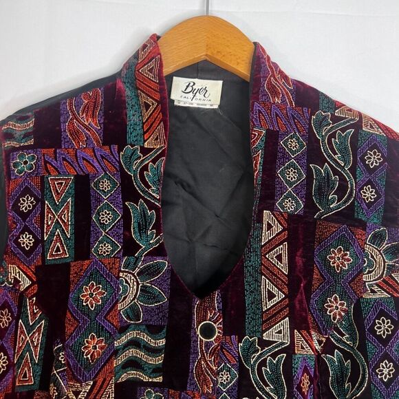 Byer California Sheer Sleeve Maximal Print Dressy Bold Art To Wear Top Medium - Picture 3 of 11